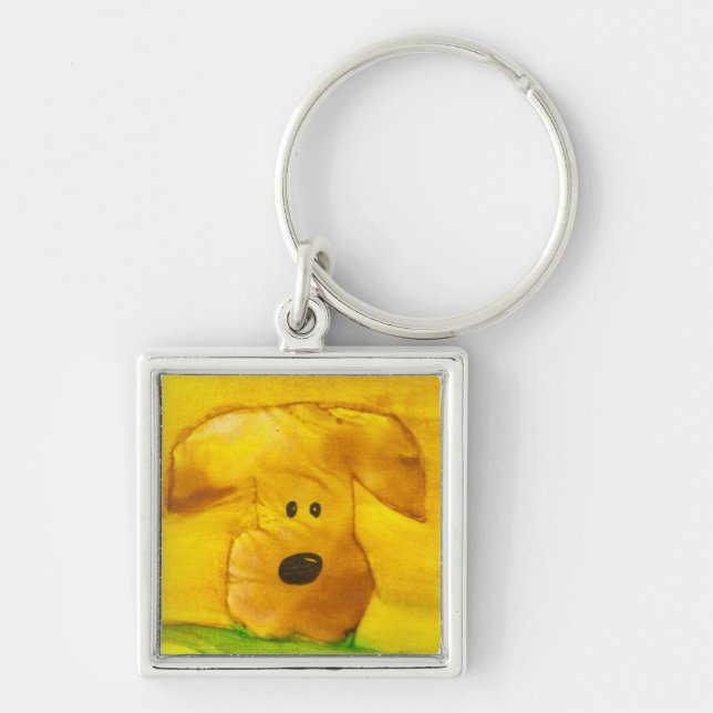 Porte-clés Porte - clé de chiot d'aquarelle (Devant)