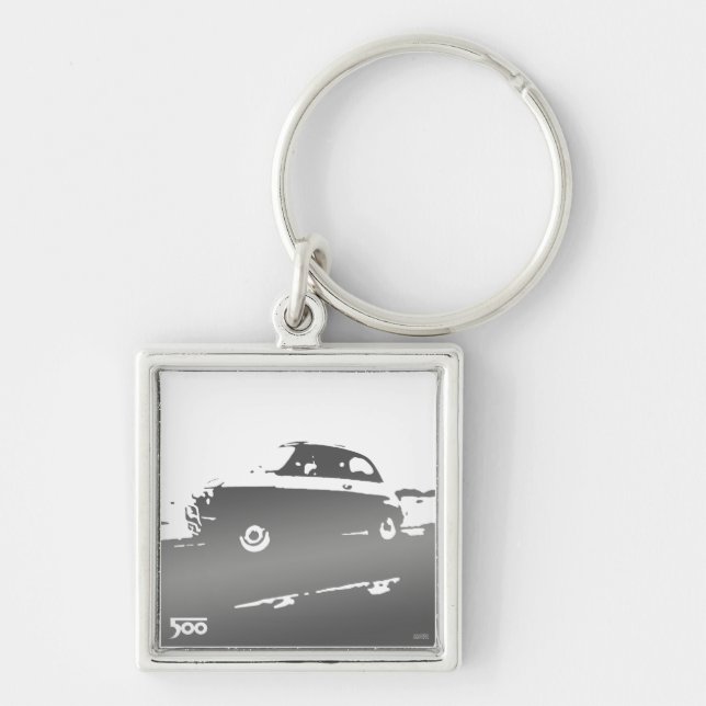 Porte-clés Porte - clé de classique de Fiat 500 - gris sur la (Devant)