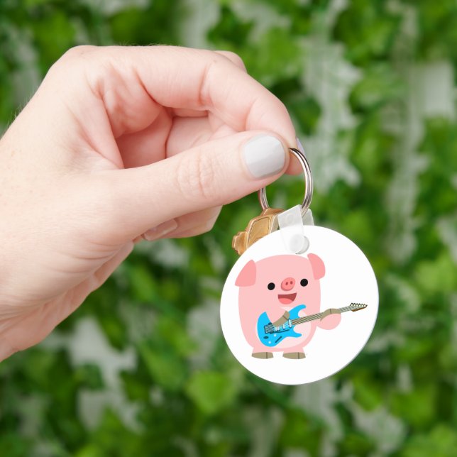 Porte-clés Porte - clé de cochon de dessin de Cute Rockin (main)