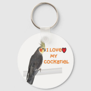 Porte-clés Porte - clé de Cockatiel "j'aime mon cockatiel "