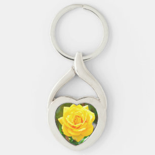 Porte-clés Porte - clé de coeur de rose jaune