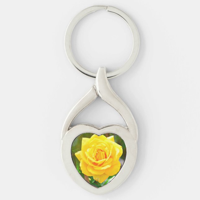 Porte-clés Porte - clé de coeur de rose jaune (Devant)