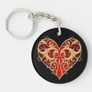 Porte-clés Porte - clé de coeur Red Filigree