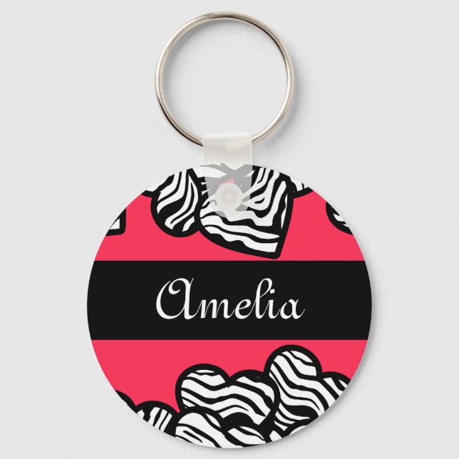 Porte-clés Porte - clé de coeurs Zebra (Recto)