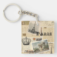 Porte - clé de collage de cartes postales français