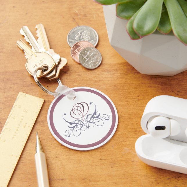 Porte-clés Porte - clé de concepteur Rose Violet Flourish (Bureau)