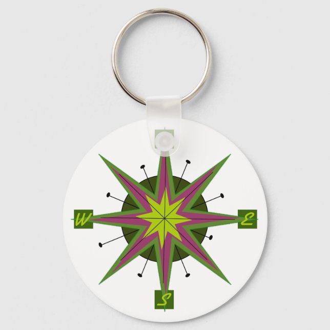 Porte-clés Porte - clé de conception de Compass rétro (Recto)