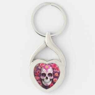 Porte-clés Porte - clé de crâne de sucre fille