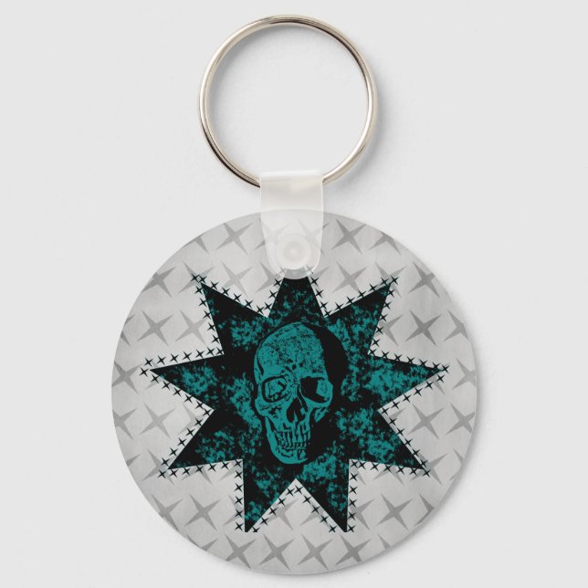 Porte-clés Porte - clé de crâne poinçon (Turquoise) (Recto)