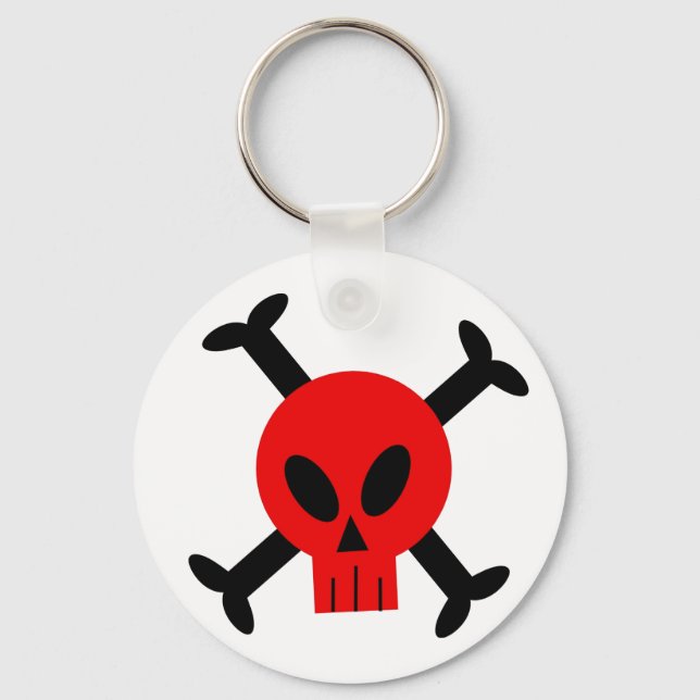 Porte-clés Porte - clé De Crâne Rouge Et De Crossbones (Recto)