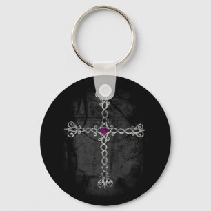 Porte-clés porte - clé de croix gothique - violet