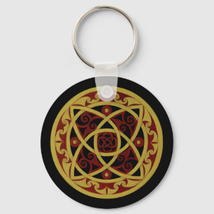 Porte-clés Porte - clé de design celtique rouge et or (cercle