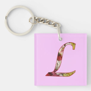 Porte-clés Porte - clé de design floral initial de Monogramme