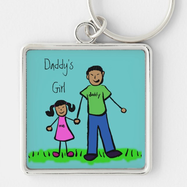 Porte-clés Porte - clé de dessin de fille de papa (Devant)