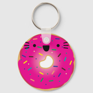 Porte-clés Porte - clé de donut de fraise de chat étiré