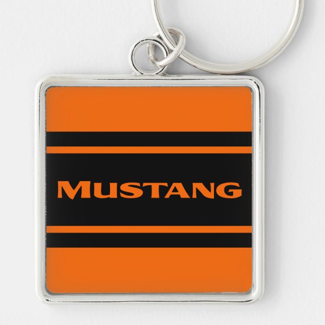 Porte-clés Porte - clé de emballage noir orange de mustang de (Devant)