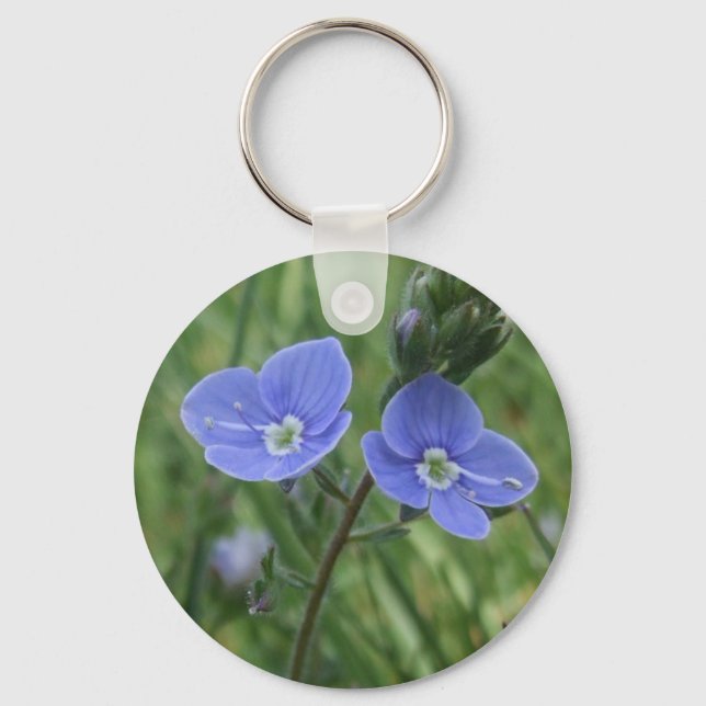 Porte-clés Porte - clé de fleurs bleues (Recto)