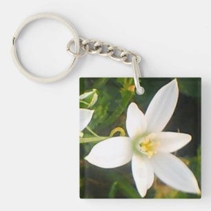 Porte-clés Porte - clé de fleurs du printemps blanc