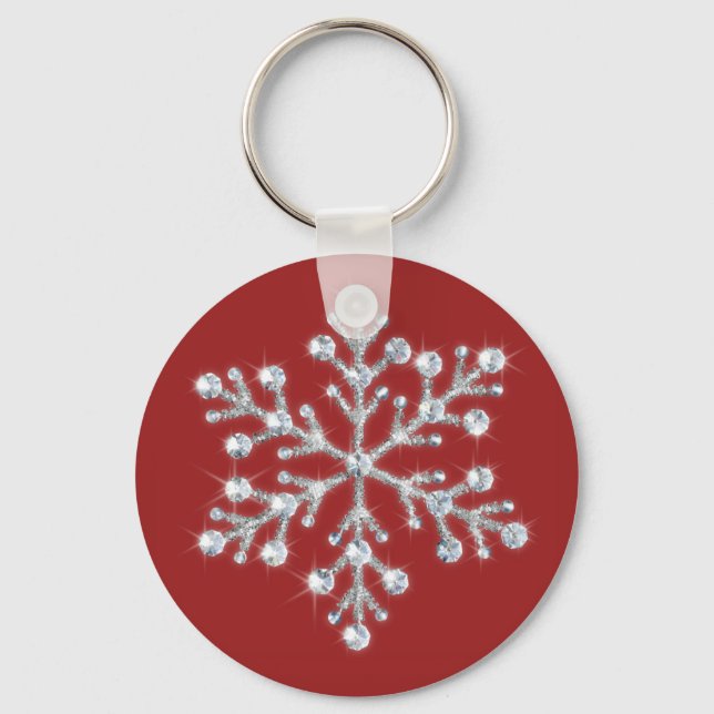 Porte-clés Porte - clé de flocon de neige en cristal (rouge) (Recto)