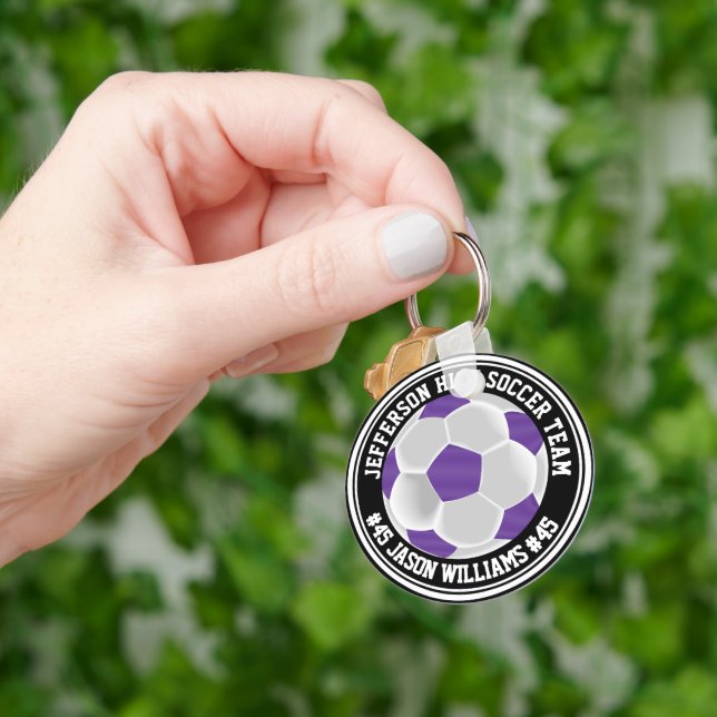 Porte-clés Porte - clé de football ⚽ violet et blanc (Hand)