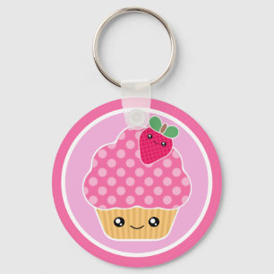 Porte-clés Porte - clé de fraises Kawaii Cupcake