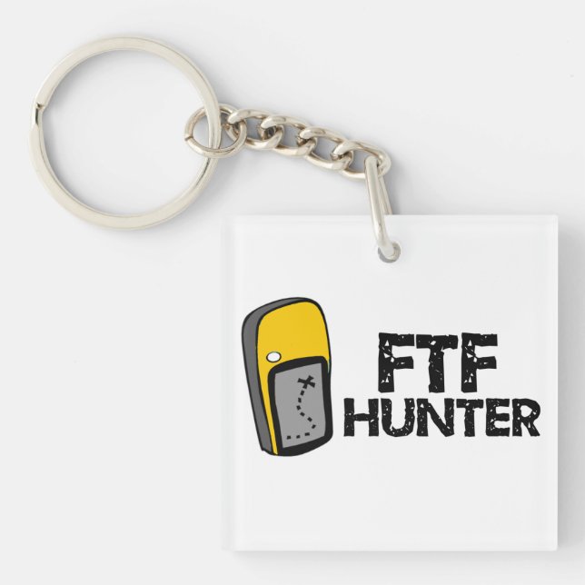 Porte-clés Porte - clé de Geocaching de chasseur de FTF (Devant)