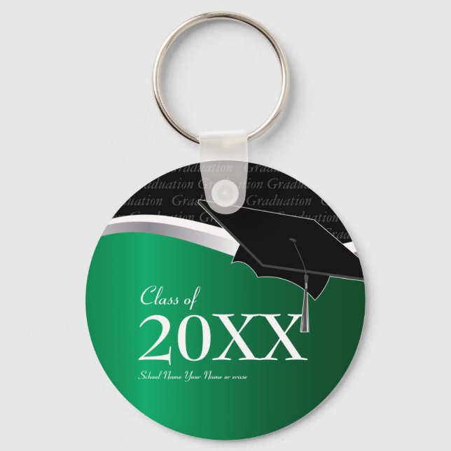 Porte-clés Porte - clé de graduation en noir et vert personna (Recto)