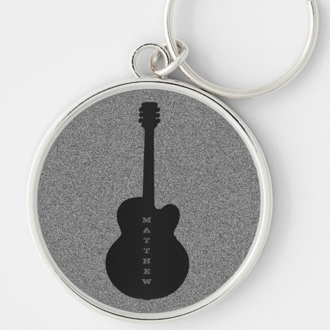Porte-clés Porte - clé de guitare rayé, Noir (Devant)