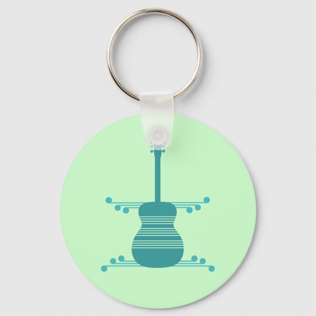 Porte-clés Porte - clé de guitare rétro, Turquoise (Recto)