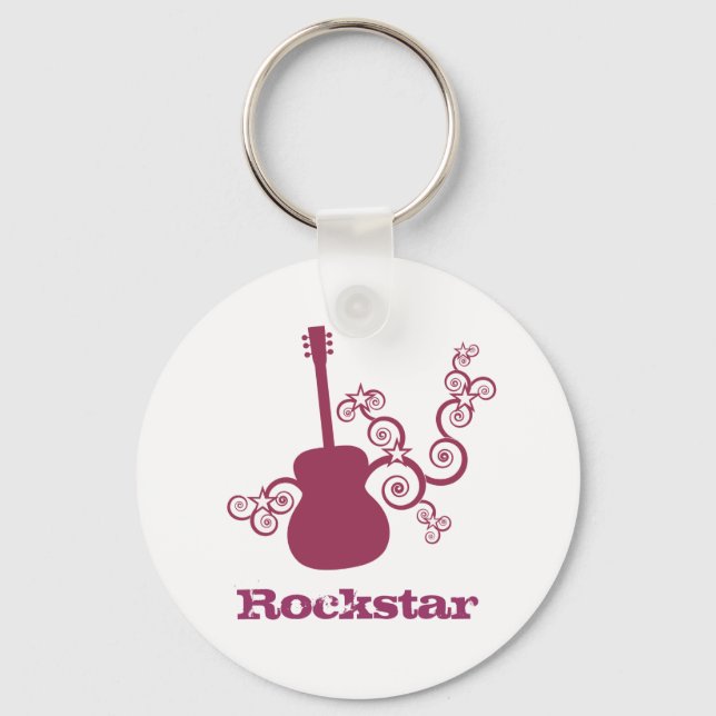 Porte-clés Porte - clé de guitare Rockstar, Fuchsia (Recto)