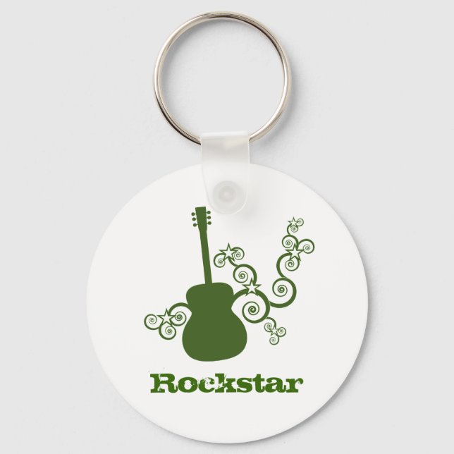 Porte-clés Porte - clé de guitare Rockstar, vert (Recto)