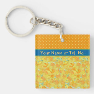 Porte-clés Porte - clé de jonquilles jaunes dorées sur mesure