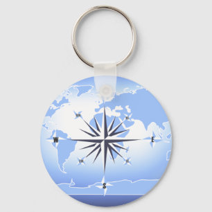 Porte-clés Porte - clé de la carte du monde de Blue Compass 