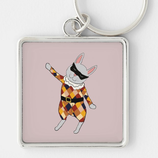 Porte-clés Porte - clé de lapin de harlequin de danse (Devant)