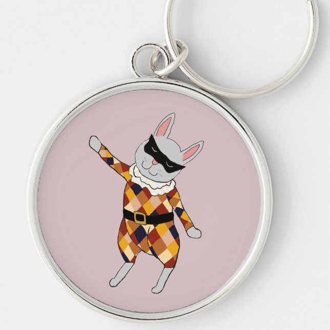 Porte-clés Porte - clé de lapin de harlequin de danse (Devant)