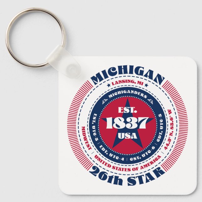 Porte-clés Porte - clé de l'État du Michigan (Recto)