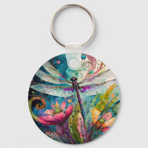 Porte-clés Porte - clé de libellule d'encre et de stylet d'aq
