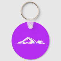 Porte - clé de logo de natation violet