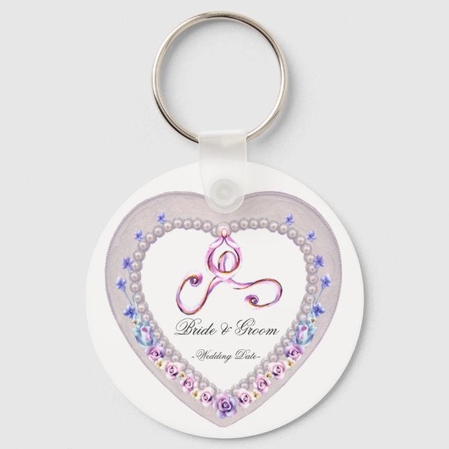 Porte-clés Porte - clé de mariage de coeur (Recto)
