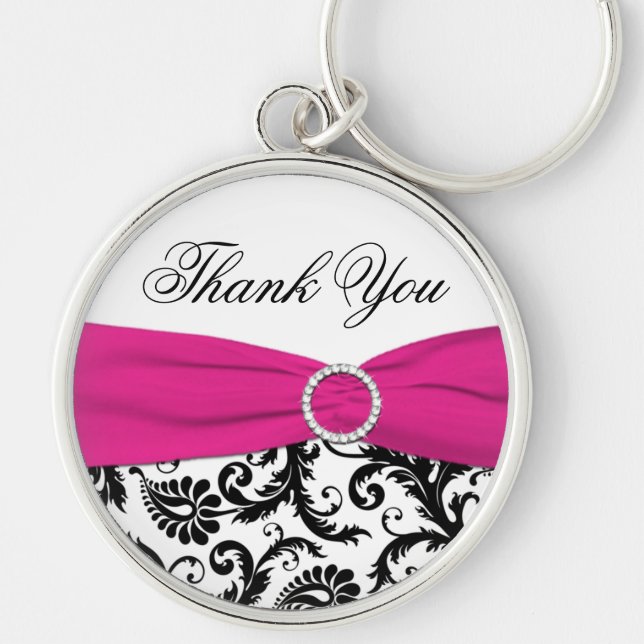 Porte-clés Porte - clé de Merci Damas rose, noir, blanc (Devant)