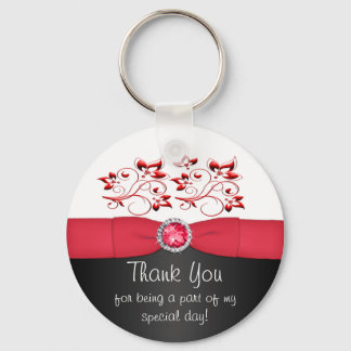 Porte-clés Porte - clé de Merci floral rouge, noir et blanc