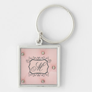 Porte-clés Porte - clé de monogramme à bille rose diamant