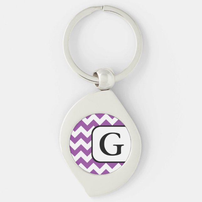 Porte-clés Porte - clé de monogramme Chevron violet (Devant)