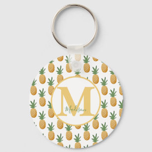 Porte-clés Porte - clé de monogramme d'ananas tropicale migno