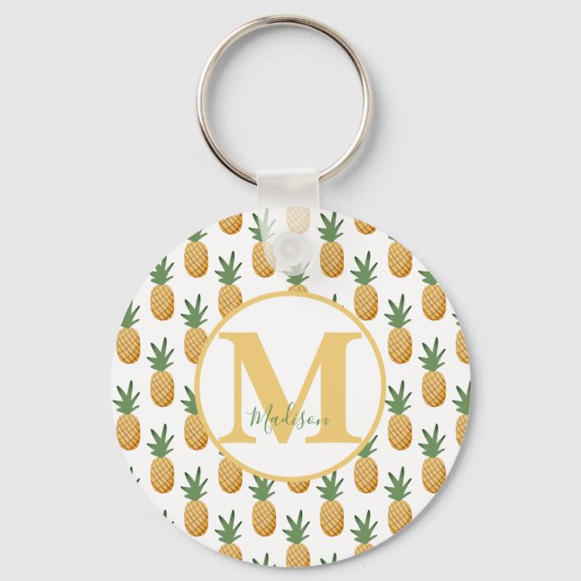 Porte-clés Porte - clé de monogramme d'ananas tropicale migno (Recto)