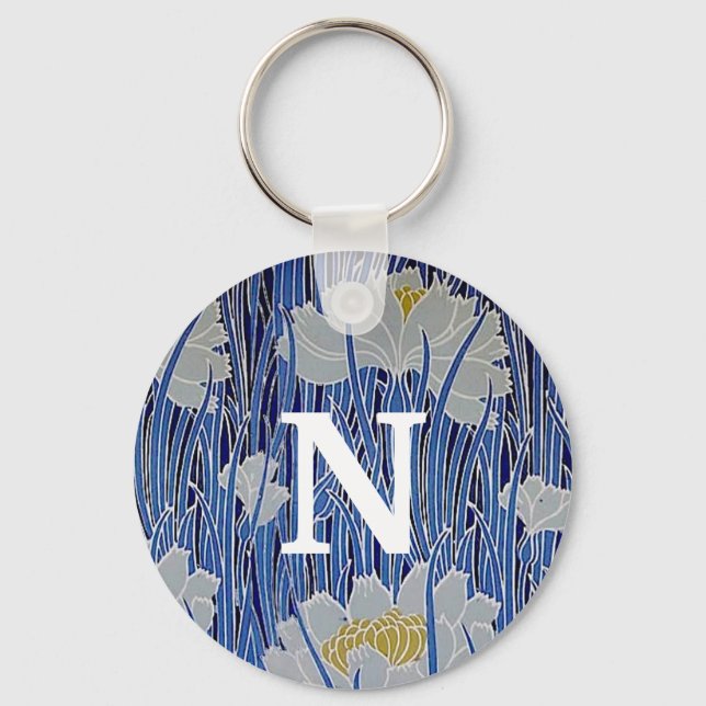 Porte-clés Porte - clé de monogramme de fleurs blanches (Recto)