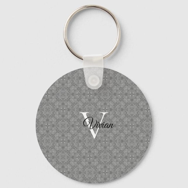 Porte-clés Porte - clé de monogramme gris ultime (Recto)