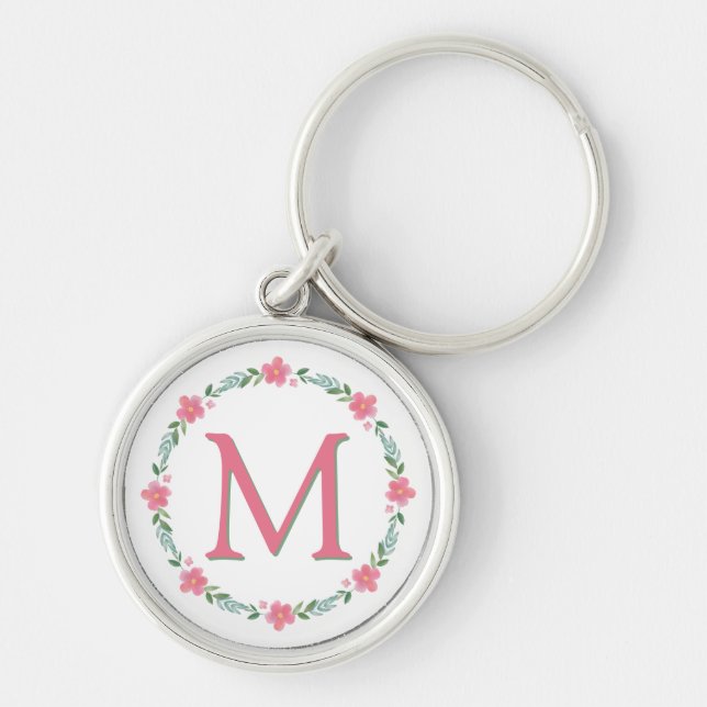 Porte-clés Porte - clé de monogramme rose (Devant)