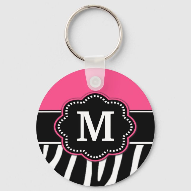Porte-clés Porte - clé de monogramme rose Zebra (Recto)