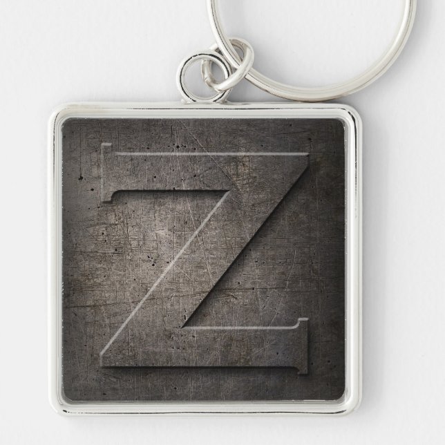 Porte-clés Porte - clé de monogramme Z rustique en métal noir (Devant)